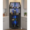Garvee 4-Tier Corner Bar Cabinet, Freestanding Wine & Liquor Cabinet with Glass Door, Adjustable Shelf, Space-Saving Home Bar Storage
