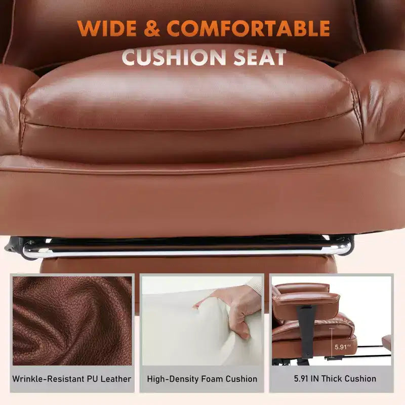 TUYOHW High-Back Executive Office Chair with Footrest, Ergonomic Office Chair with Swivel Wheels, Comfy Chair for Office, Study
