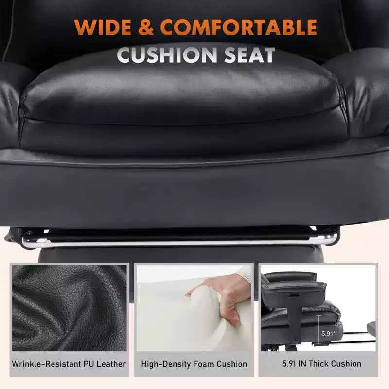TUYOHW High-Back Executive Office Chair with Footrest, Ergonomic Office Chair with Swivel Wheels, Comfy Chair for Office, Study
