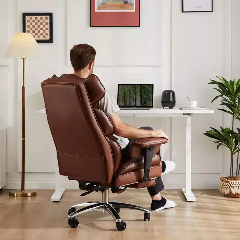 TUYOHW High-Back Executive Office Chair with Footrest, Ergonomic Office Chair with Swivel Wheels, Comfy Chair for Office, Study