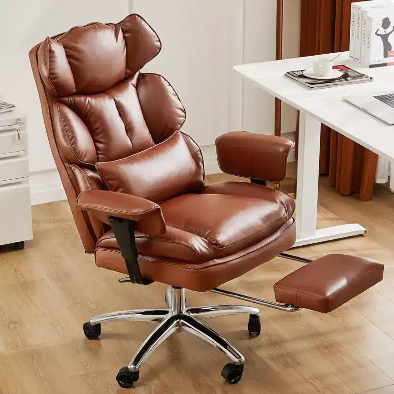 TUYOHW High-Back Executive Office Chair with Footrest, Ergonomic Office Chair with Swivel Wheels, Comfy Chair for Office, Study