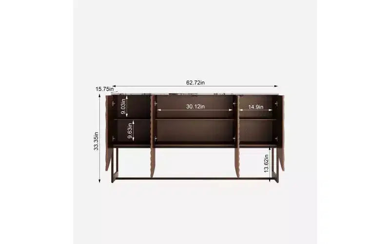 JVNOXK 62-inch 3D Wavy Texture Sideboard Marble-effect Sticker Countertop Modern Luxury Style Multifunctional Dining Room Storage Cabinet