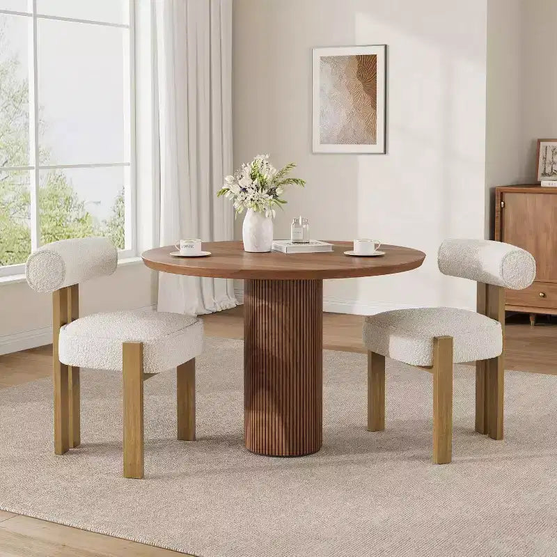 Upholstered Dining Chairs , Modern Plush Boucle Kitchen & Dining Room Chairs with Ergonomic Curved Back Support, for Living Room