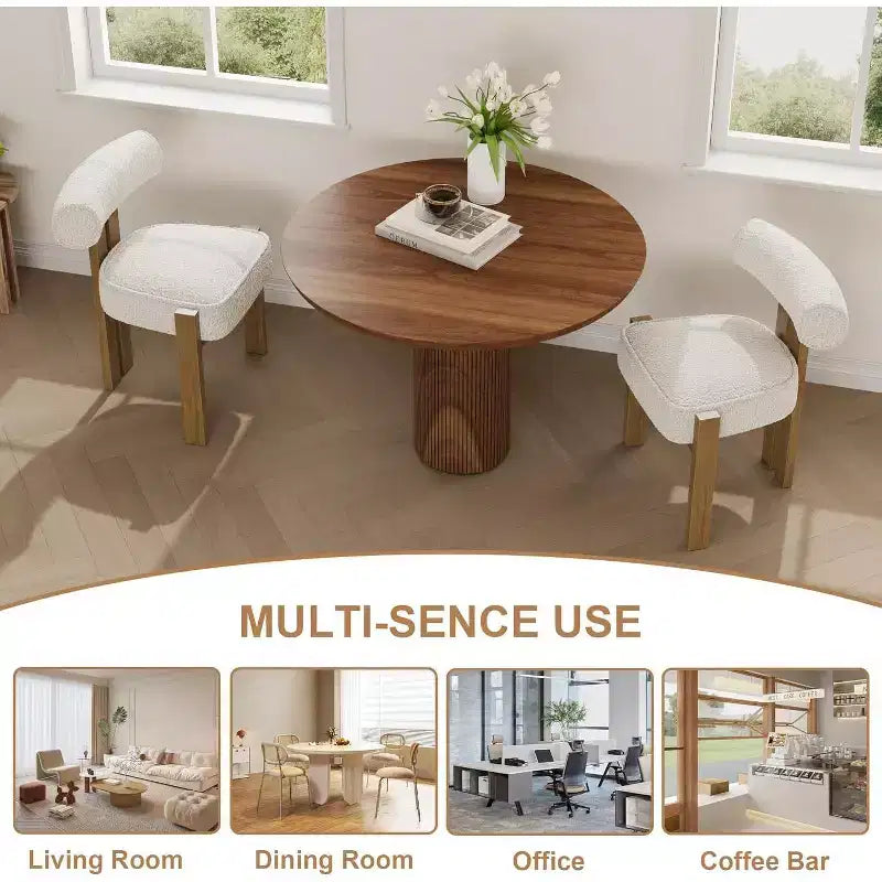 Upholstered Dining Chairs , Modern Plush Boucle Kitchen & Dining Room Chairs with Ergonomic Curved Back Support, for Living Room