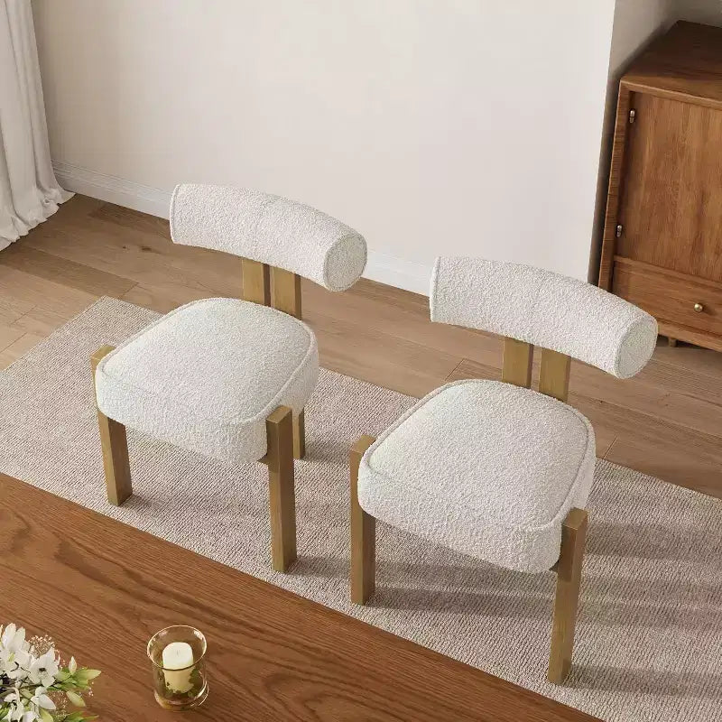 Upholstered Dining Chairs , Modern Plush Boucle Kitchen & Dining Room Chairs with Ergonomic Curved Back Support, for Living Room