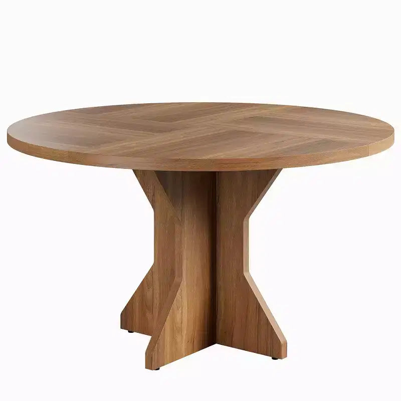 Acekool Round Extendable Dining Table, Solid Wood-Look Expandable Table with Star Base for Kitchen Dining Room