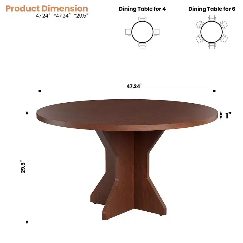 Acekool Round Extendable Dining Table, Solid Wood-Look Expandable Table with Star Base for Kitchen Dining Room