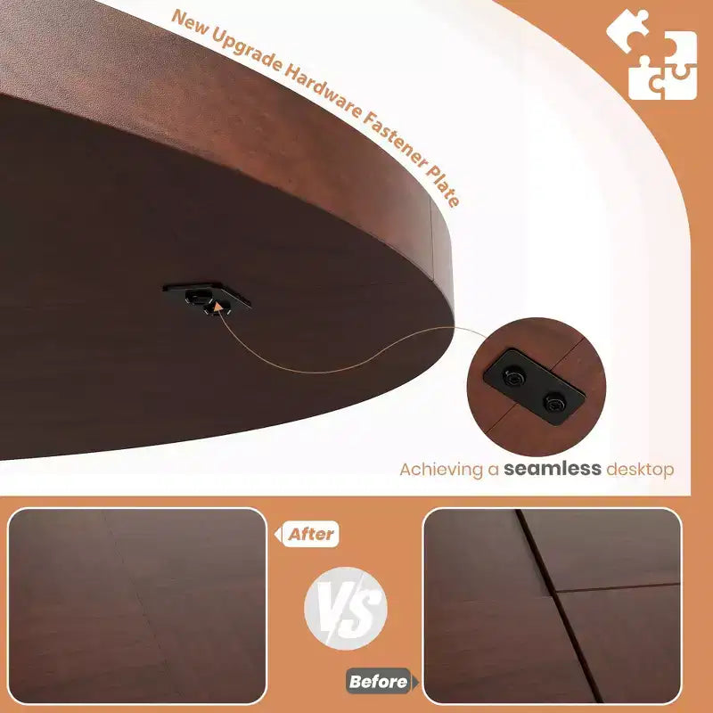Acekool Round Extendable Dining Table, Solid Wood-Look Expandable Table with Star Base for Kitchen Dining Room