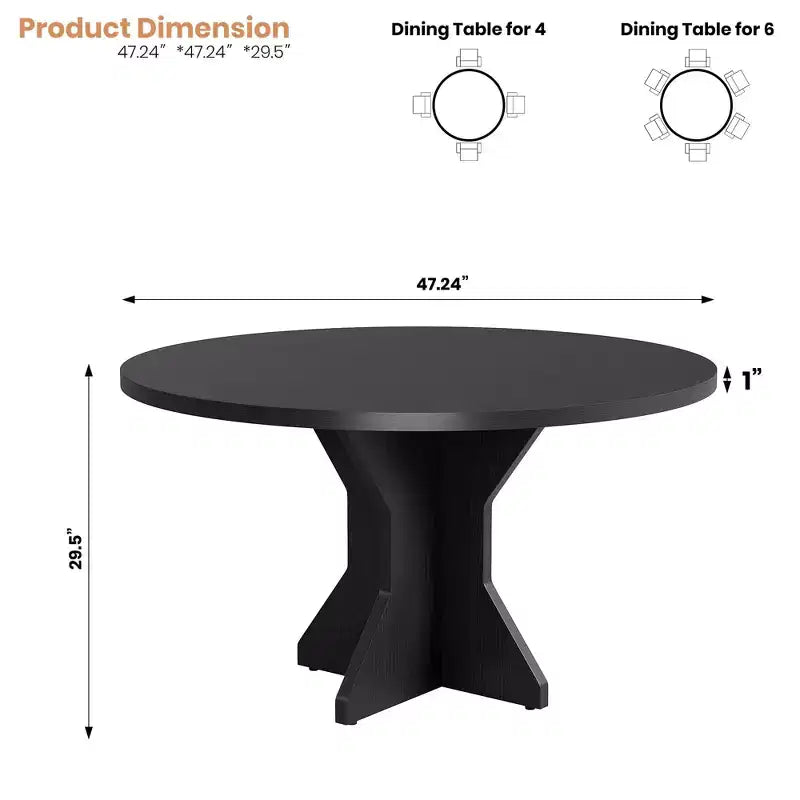 Acekool Round Extendable Dining Table, Solid Wood-Look Expandable Table with Star Base for Kitchen Dining Room