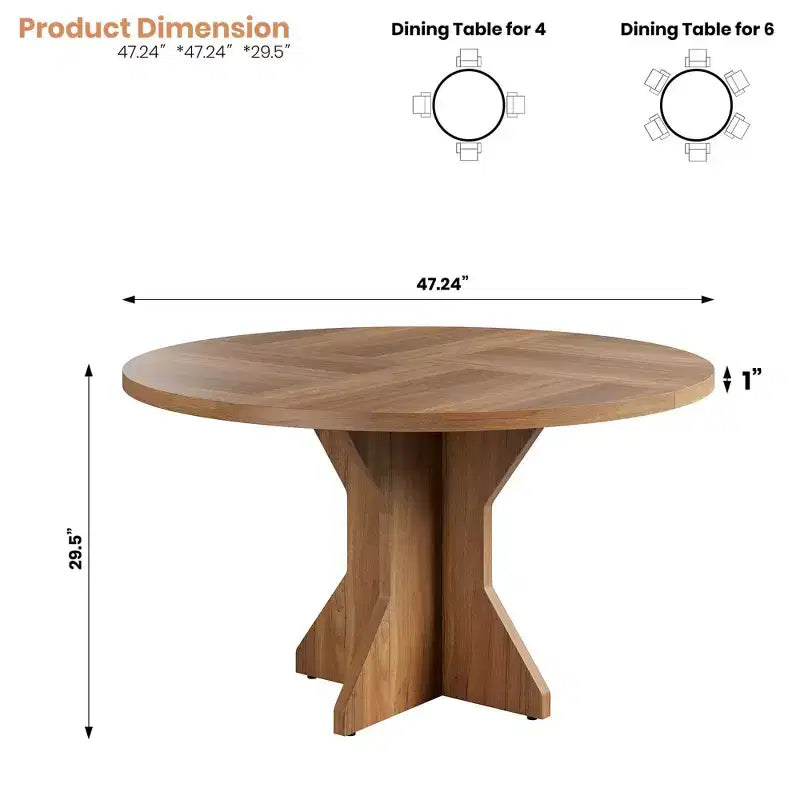 Acekool Round Extendable Dining Table, Solid Wood-Look Expandable Table with Star Base for Kitchen Dining Room