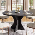 Acekool Round Extendable Dining Table, Solid Wood-Look Expandable Table with Star Base for Kitchen Dining Room