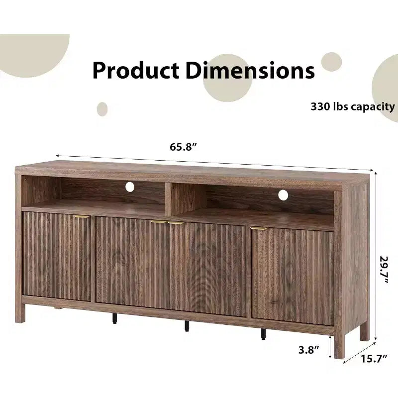 Sideboard Buffet Cabinet with 4 Doors, Modern Kitchen Storage Cabinet, Wood Sideboard Storage Cabinet for Dining Room, Living Room, Entryway