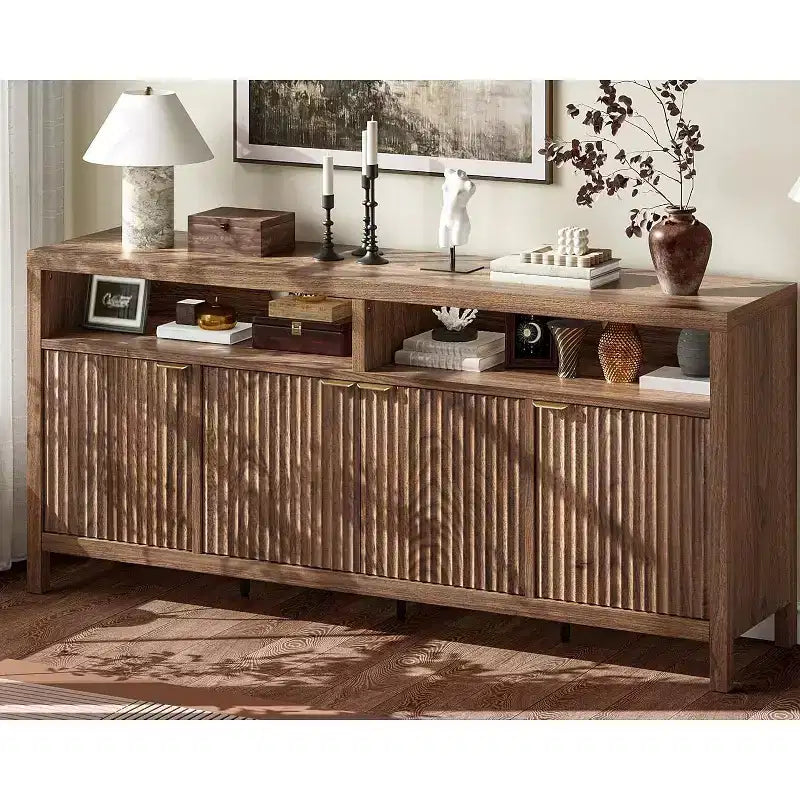 Sideboard Buffet Cabinet with 4 Doors, Modern Kitchen Storage Cabinet, Wood Sideboard Storage Cabinet for Dining Room, Living Room, Entryway