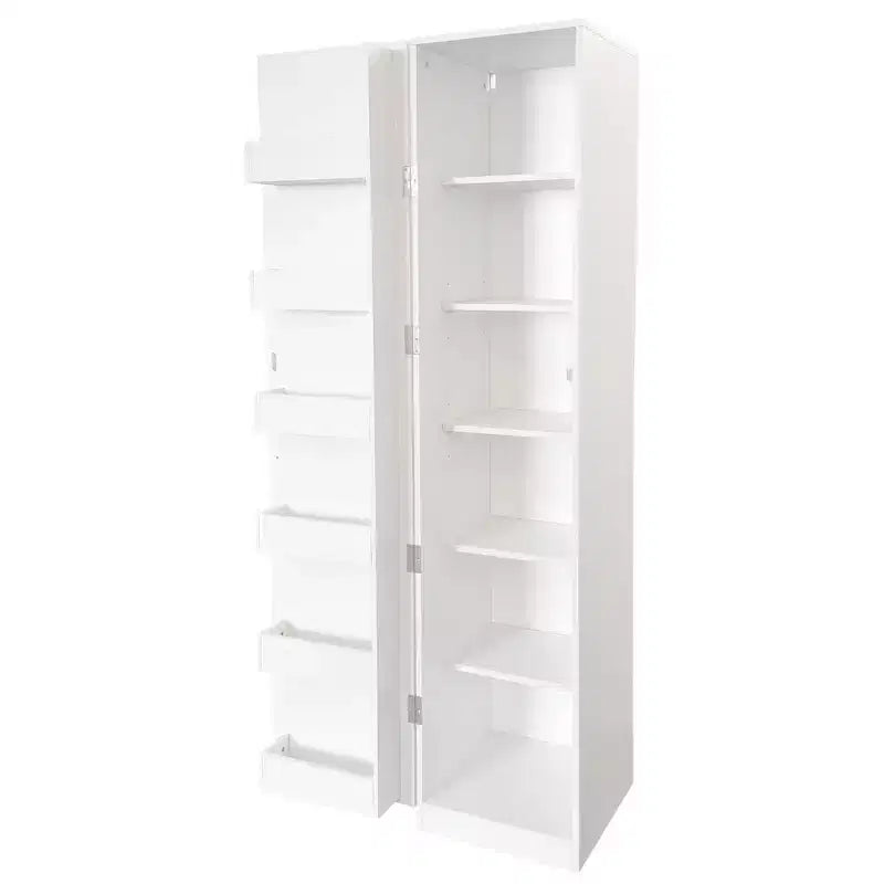 VIYET 71 Freestanding Kitchen Pantry Cabinet - White Particle Board+MDF, 2 Adjustable Shelves, Side Racks