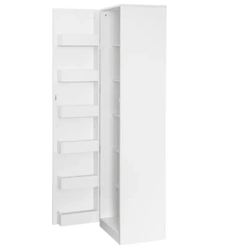 VIYET 71 Freestanding Kitchen Pantry Cabinet - White Particle Board+MDF, 2 Adjustable Shelves, Side Racks