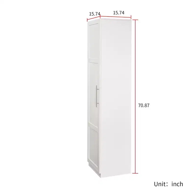 VIYET 71 Freestanding Kitchen Pantry Cabinet - White Particle Board+MDF, 2 Adjustable Shelves, Side Racks