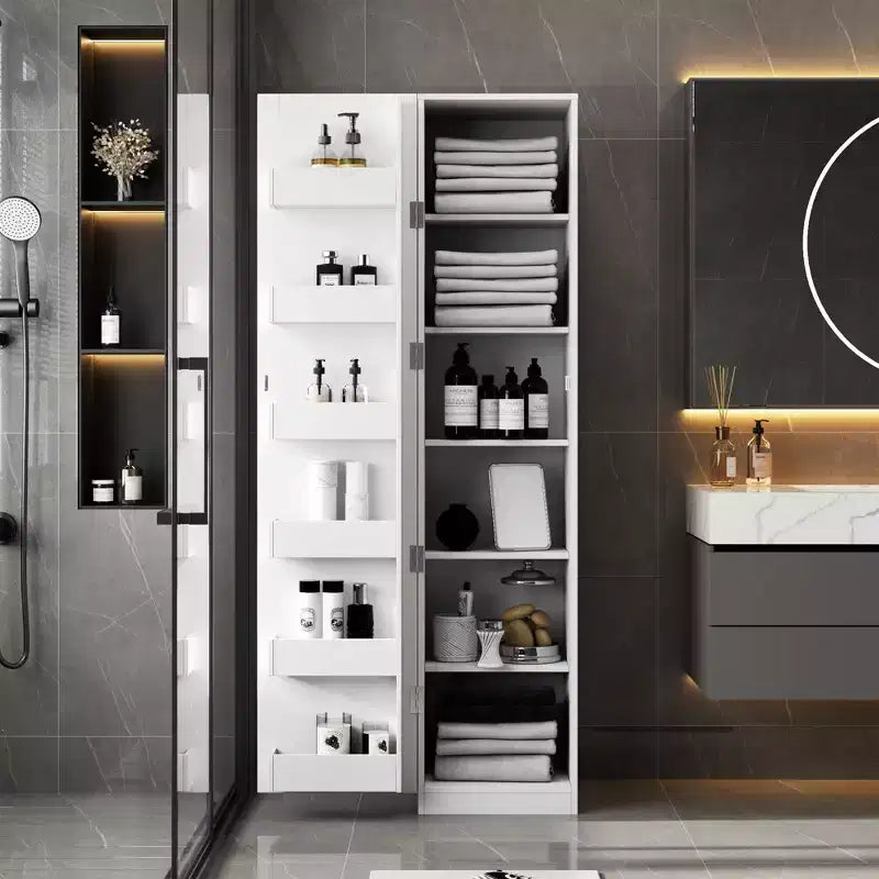 VIYET 71 Freestanding Kitchen Pantry Cabinet - White Particle Board+MDF, 2 Adjustable Shelves, Side Racks