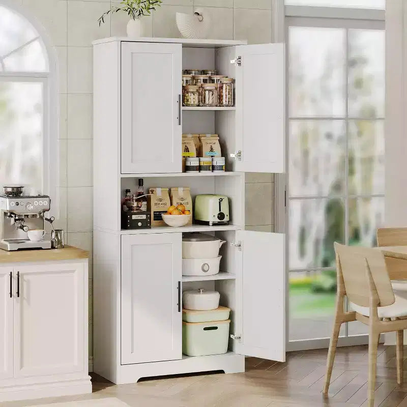 70in Tall Kitchen Pantry Cabinet,Freestanding Storage Cabinet with 4 Doors & Adjustable Shelves,Utility Cupboard for Dining Room,Living Room,Bathroom