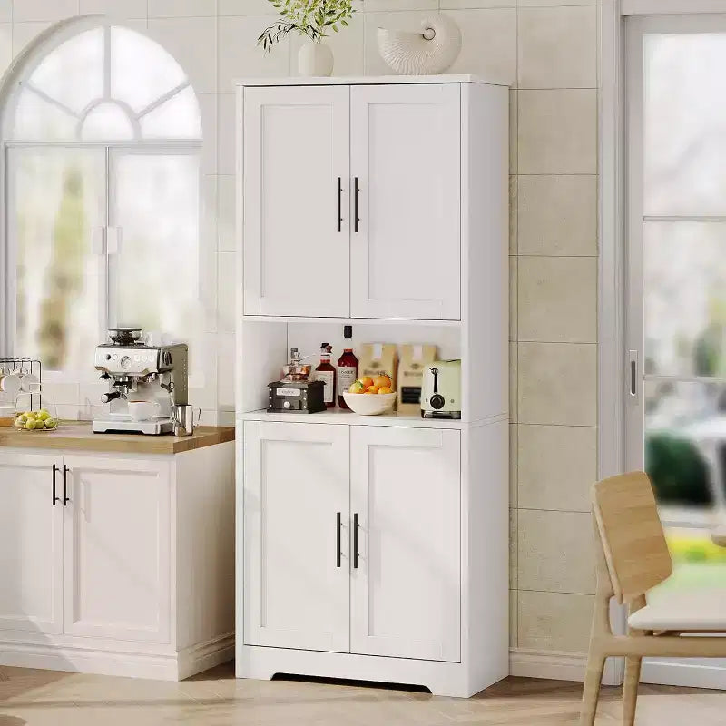 70in Tall Kitchen Pantry Cabinet,Freestanding Storage Cabinet with 4 Doors & Adjustable Shelves,Utility Cupboard for Dining Room,Living Room,Bathroom
