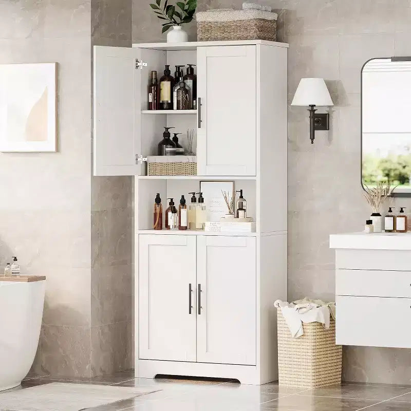 70in Tall Kitchen Pantry Cabinet,Freestanding Storage Cabinet with 4 Doors & Adjustable Shelves,Utility Cupboard for Dining Room,Living Room,Bathroom