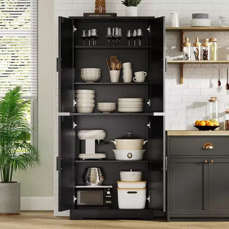 70in Tall Kitchen Pantry Cabinet,Freestanding Storage Cabinet with 4 Doors & Adjustable Shelves,Utility Cupboard for Dining Room,Living Room,Bathroom