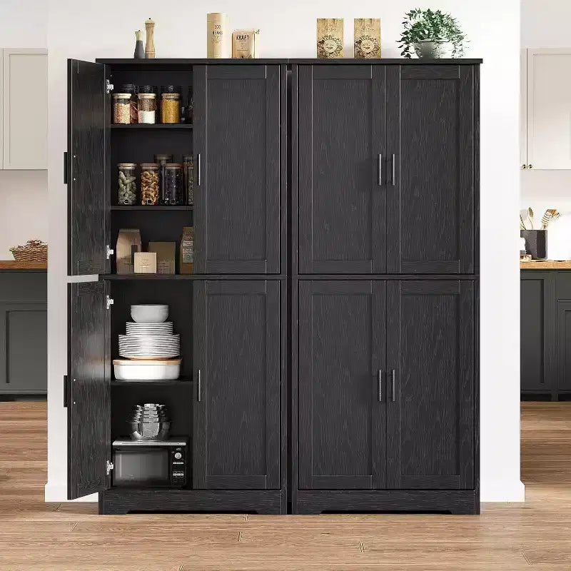 70in Tall Kitchen Pantry Cabinet,Freestanding Storage Cabinet with 4 Doors & Adjustable Shelves,Utility Cupboard for Dining Room,Living Room,Bathroom