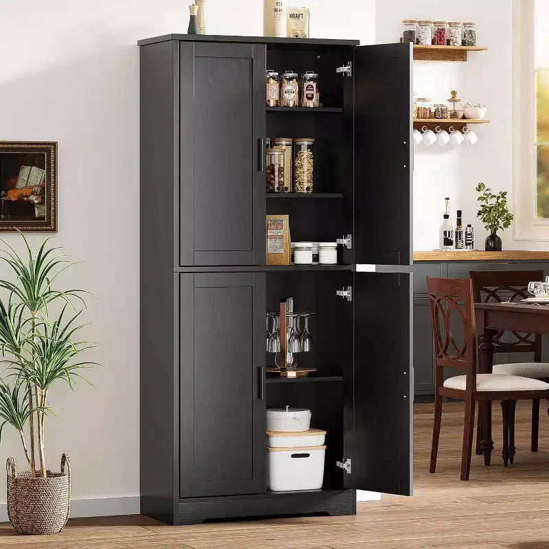 70in Tall Kitchen Pantry Cabinet,Freestanding Storage Cabinet with 4 Doors & Adjustable Shelves,Utility Cupboard for Dining Room,Living Room,Bathroom
