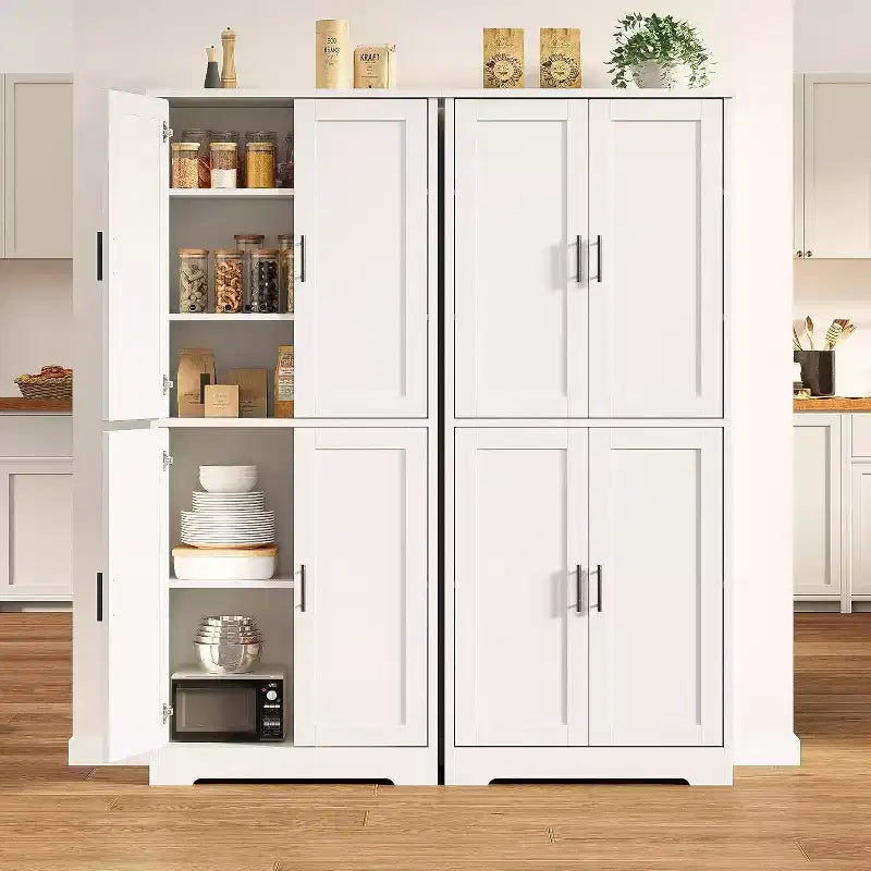 70in Tall Kitchen Pantry Cabinet,Freestanding Storage Cabinet with 4 Doors & Adjustable Shelves,Utility Cupboard for Dining Room,Living Room,Bathroom