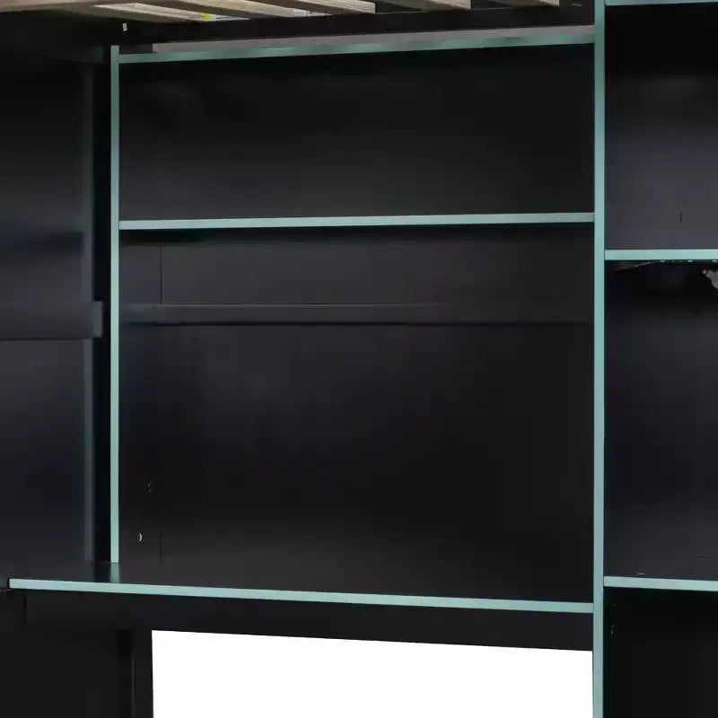 Full Size Gaming Loft Bed with Desk & RGB Lights, Full Wood Loft Bed Frame with Wardrobe and Storage Compartments