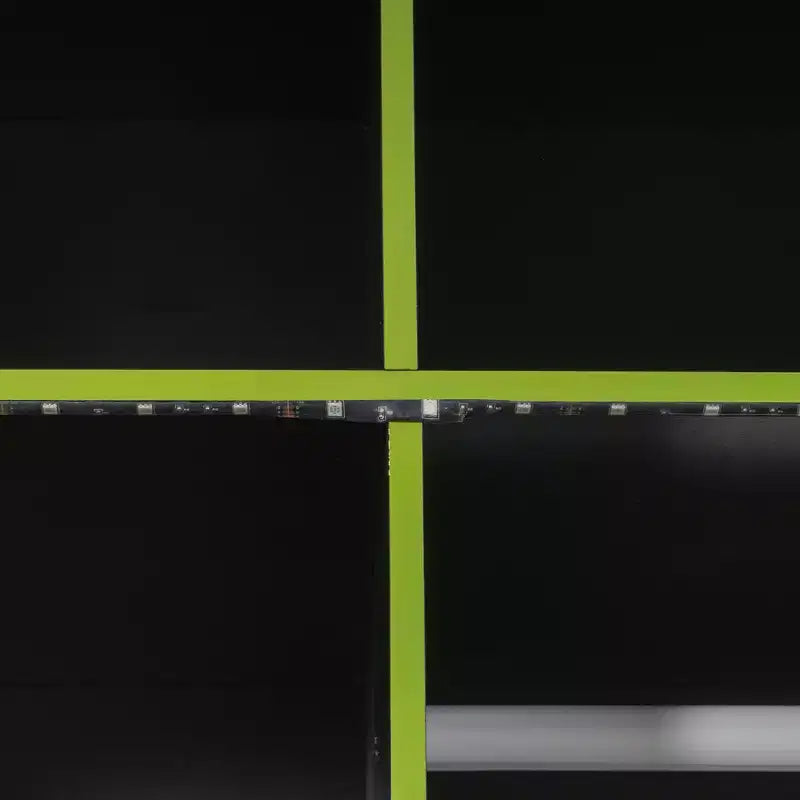 Full Size Gaming Loft Bed with Desk & RGB Lights, Full Wood Loft Bed Frame with Wardrobe and Storage Compartments