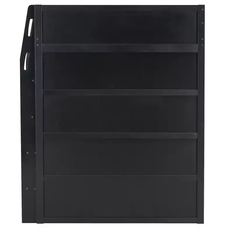 Full Size Gaming Loft Bed with Desk & RGB Lights, Full Wood Loft Bed Frame with Wardrobe and Storage Compartments
