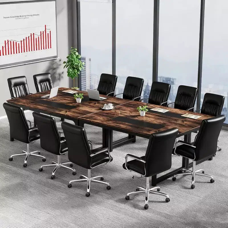 Lantine 70.9-Inch Conference Table for 6 People, Industrial Modern Meeting and Seminar Boardroom Table for Office, Rustic Brown