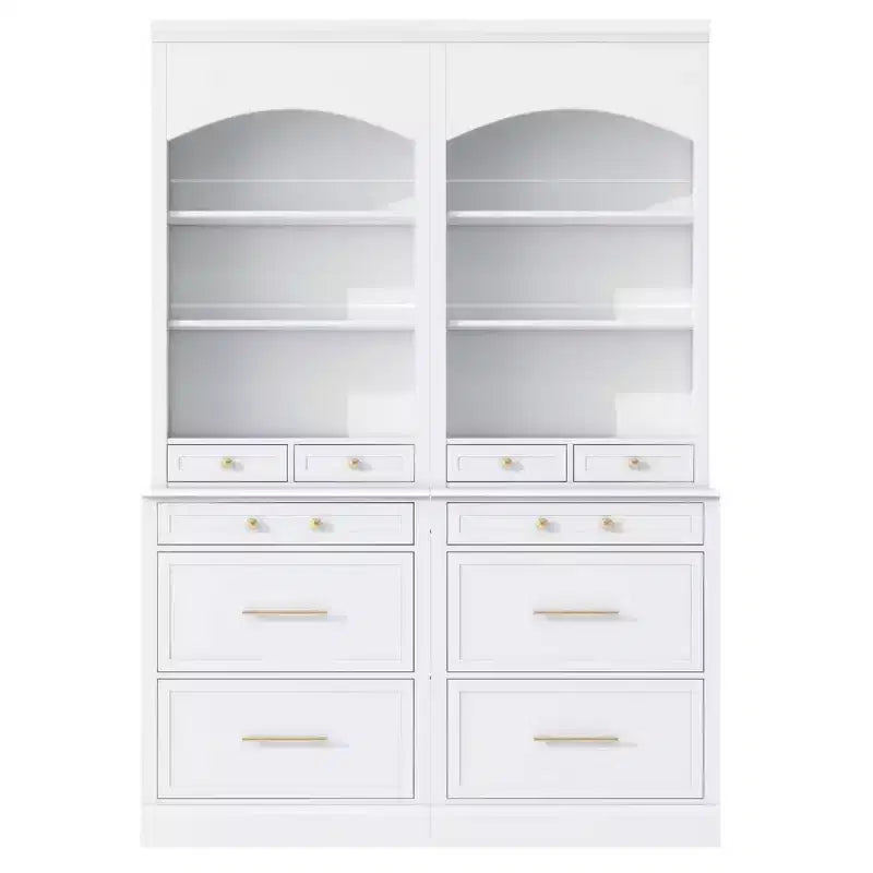 GDFStudio Tatton Modern 83.7 Kitchen Pantry with Faux Marble Top, Storage Drawers and Shelves, White