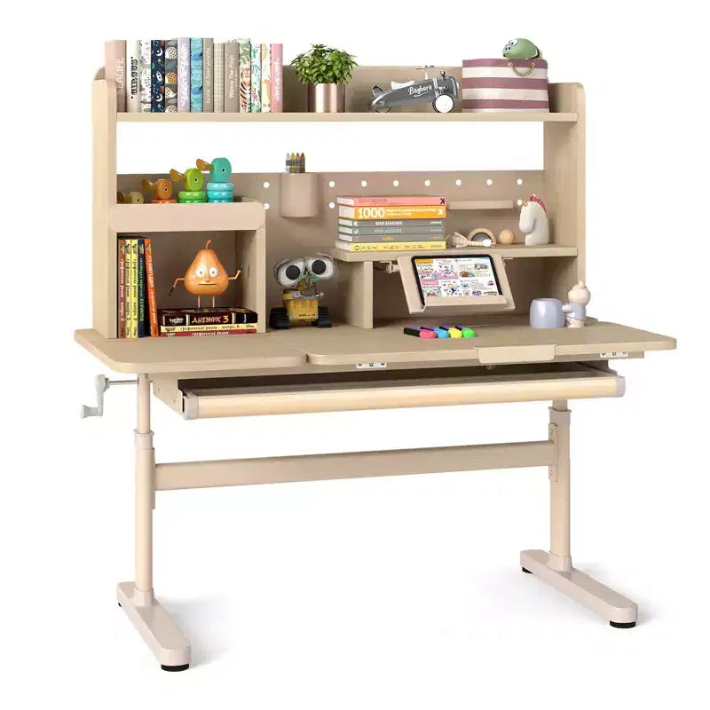 Costway Kids Study Desk w/Tilt Desktop Retractable Book Stand & Pegboard Pen Holder