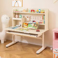 Costway Kids Study Desk w/Tilt Desktop Retractable Book Stand & Pegboard Pen Holder