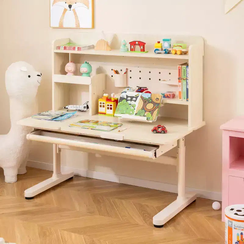 Costway Kids Study Desk w/Tilt Desktop Retractable Book Stand & Pegboard Pen Holder