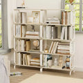 VIYET63 5-Tier Industrial shelf, White MDF+Iron Frame Open Bookcase (Anti-Tipping Home Office/Living Room Organizer)