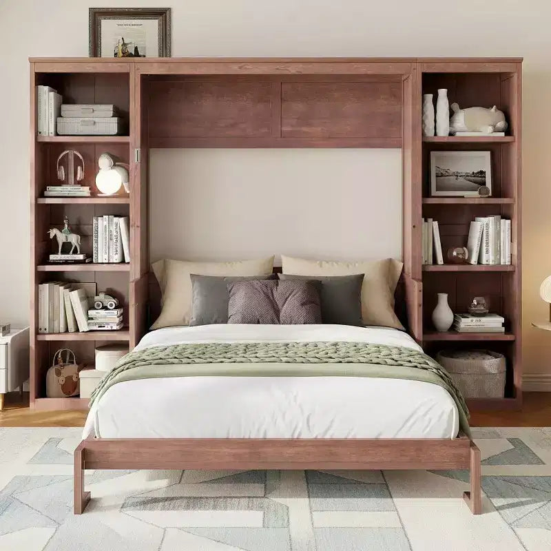 Polibi Murphy Bed with Desk & Storage Racks
