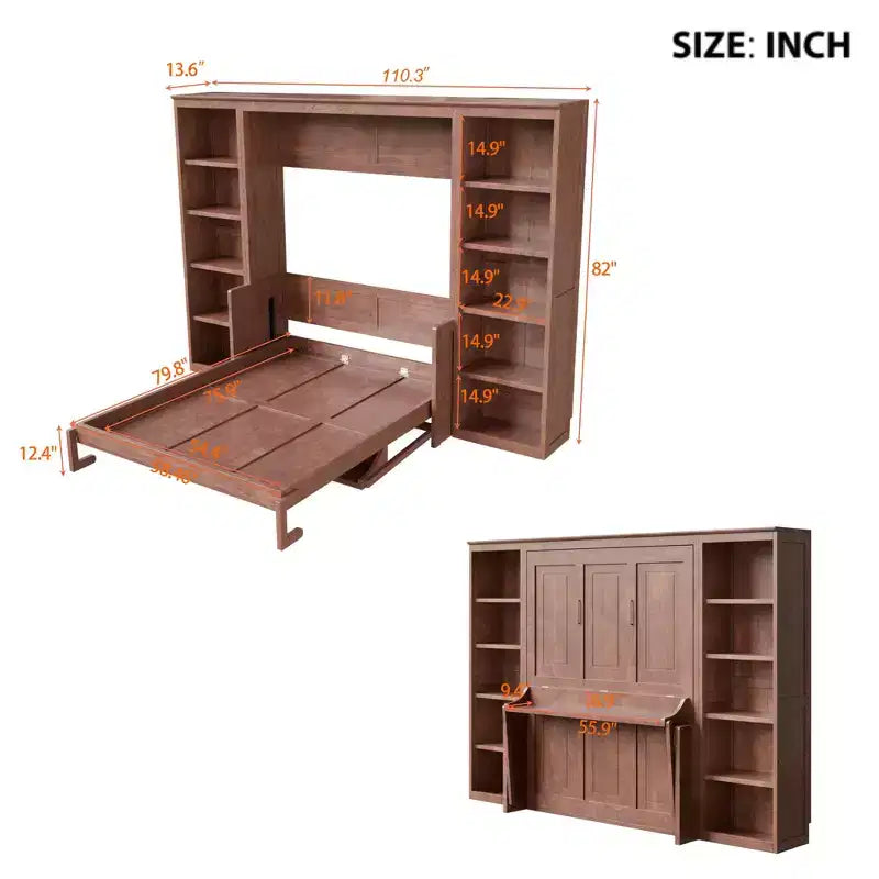 Polibi Murphy Bed with Desk & Storage Racks