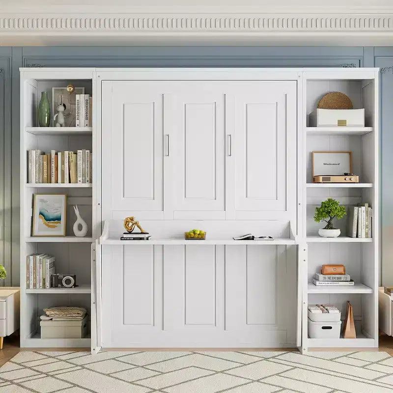 Polibi Murphy Bed with Desk & Storage Racks