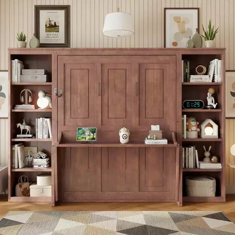 Polibi Murphy Bed with Desk & Storage Racks