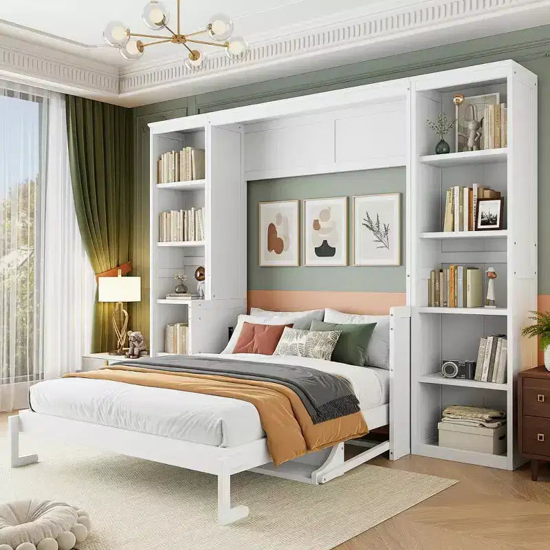 Polibi Murphy Bed with Desk & Storage Racks