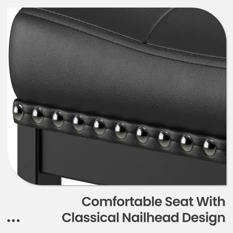 Classic Nailhead Bar Stools , Reinforced Metal Frame with Stable Footrest, Upholstered Waterproof Seat for Dining and Bar