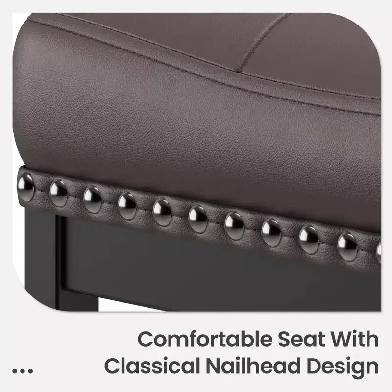 Classic Nailhead Bar Stools , Reinforced Metal Frame with Stable Footrest, Upholstered Waterproof Seat for Dining and Bar
