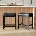 Classic Nailhead Bar Stools , Reinforced Metal Frame with Stable Footrest, Upholstered Waterproof Seat for Dining and Bar