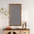 40 x 22 Modern Rectangular Bamboo-Style Wall Mirror with Solid Wood Frame, Wall-Mounted Mirror for Living Room or Entryway Dcor-Panipeachy