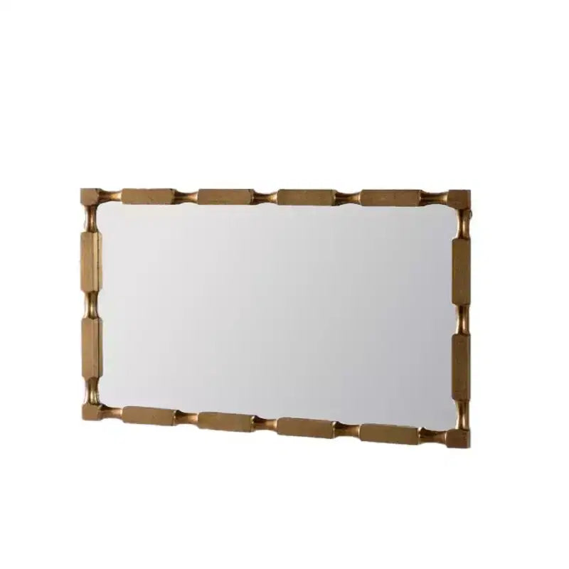40 x 22 Modern Rectangular Bamboo-Style Wall Mirror with Solid Wood Frame, Wall-Mounted Mirror for Living Room or Entryway Dcor-Panipeachy