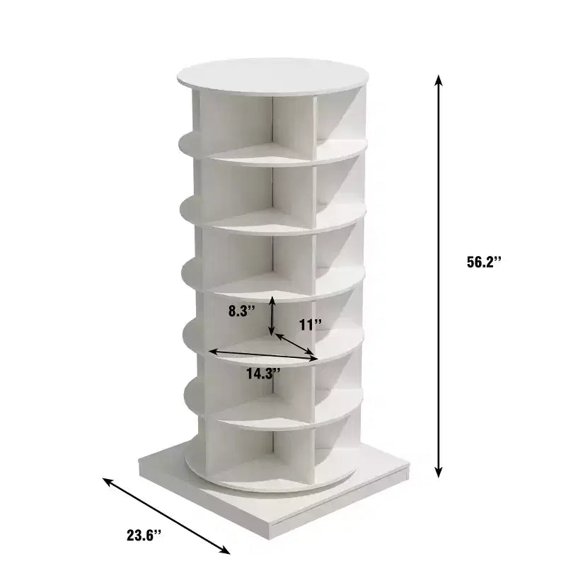 JVNOXK 56-inch 360-degree rotating modern shoe cabinet, 6 tiers, accommodates all types of footwear, maximizes storage space utilization, white