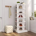 JVNOXK 56-inch 360-degree rotating modern shoe cabinet, 6 tiers, accommodates all types of footwear, maximizes storage space utilization, white