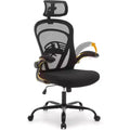 Ergonomic High-Back Mesh Office Chair Turn-Up Armrests, Headrest, Swivel Executive Computer Desk Chair for Home Office, Bedroom, or Study